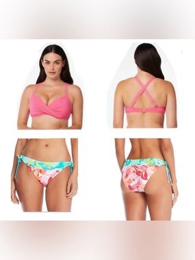 Bleu Rod Beattie Bikini Swimsuit Set Top Size 40D Bottom Size 14